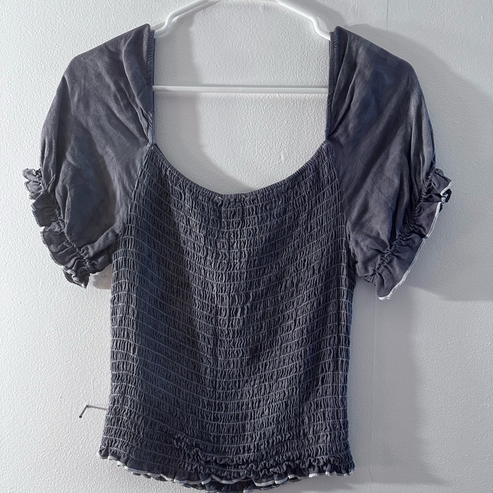 Gray Smocked Women's Top size large